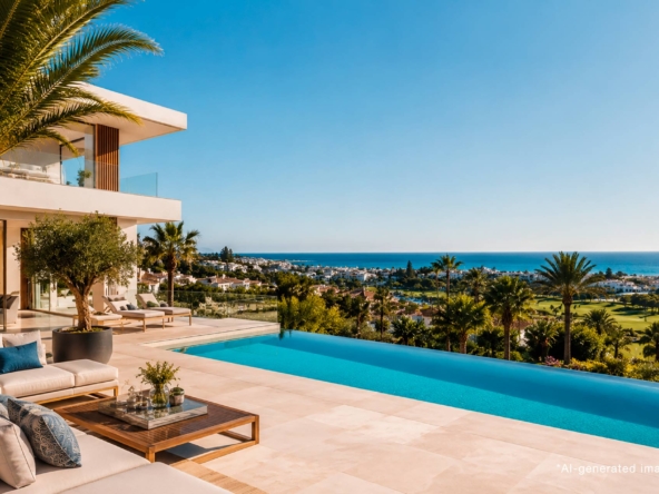 Modern luxury villa with an infinity pool and Mediterranean views in Marbella.